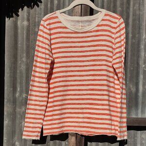 Elliott Lauren Stripe Tee Shirt Crewneck Long Sleeve Casual Coastal Size XS